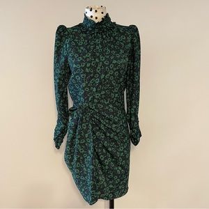 ZARA Navy and Green Patterned Mini Dress